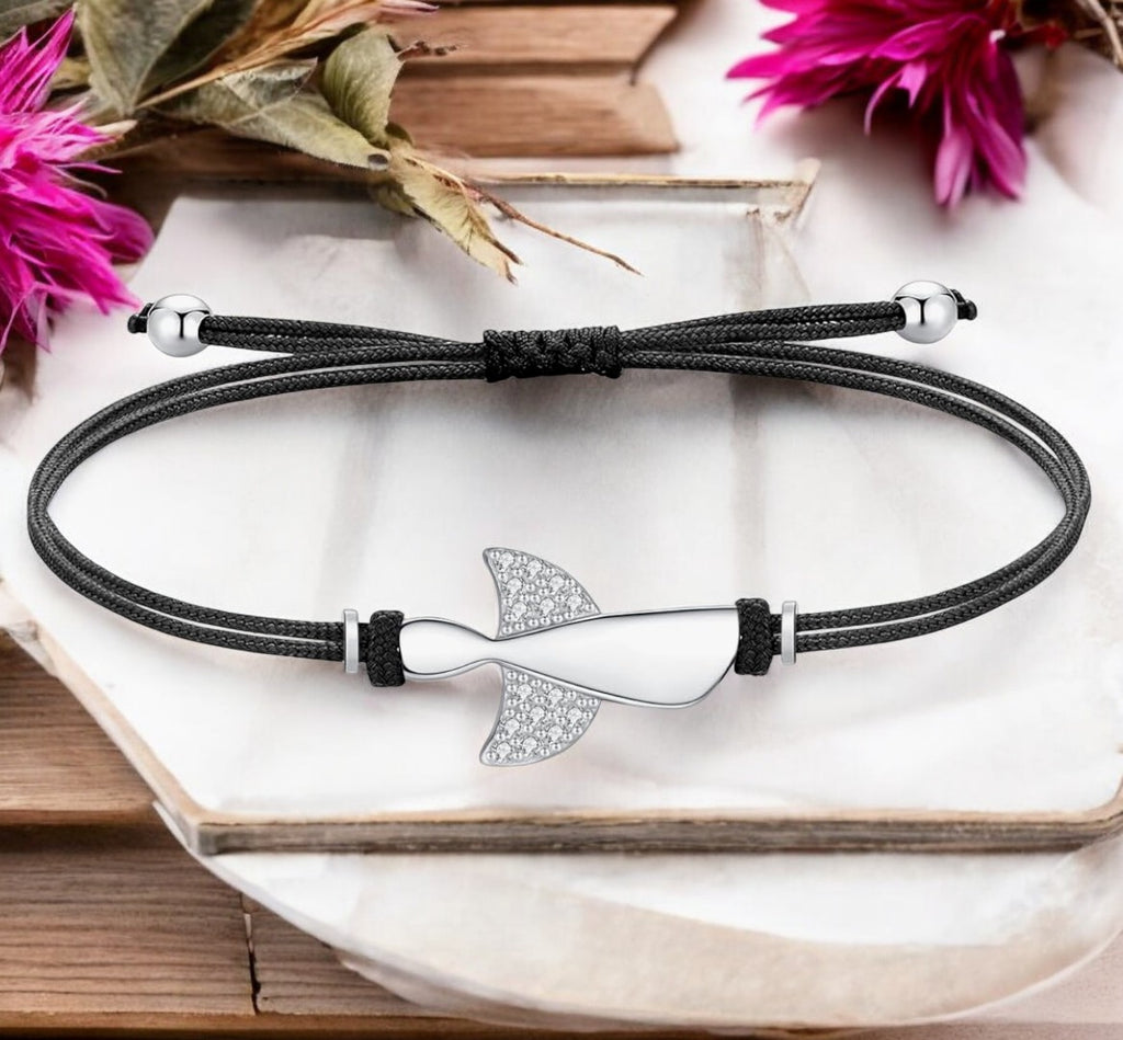 Bracelet "ANGEL" cordon adaptable ange argenté