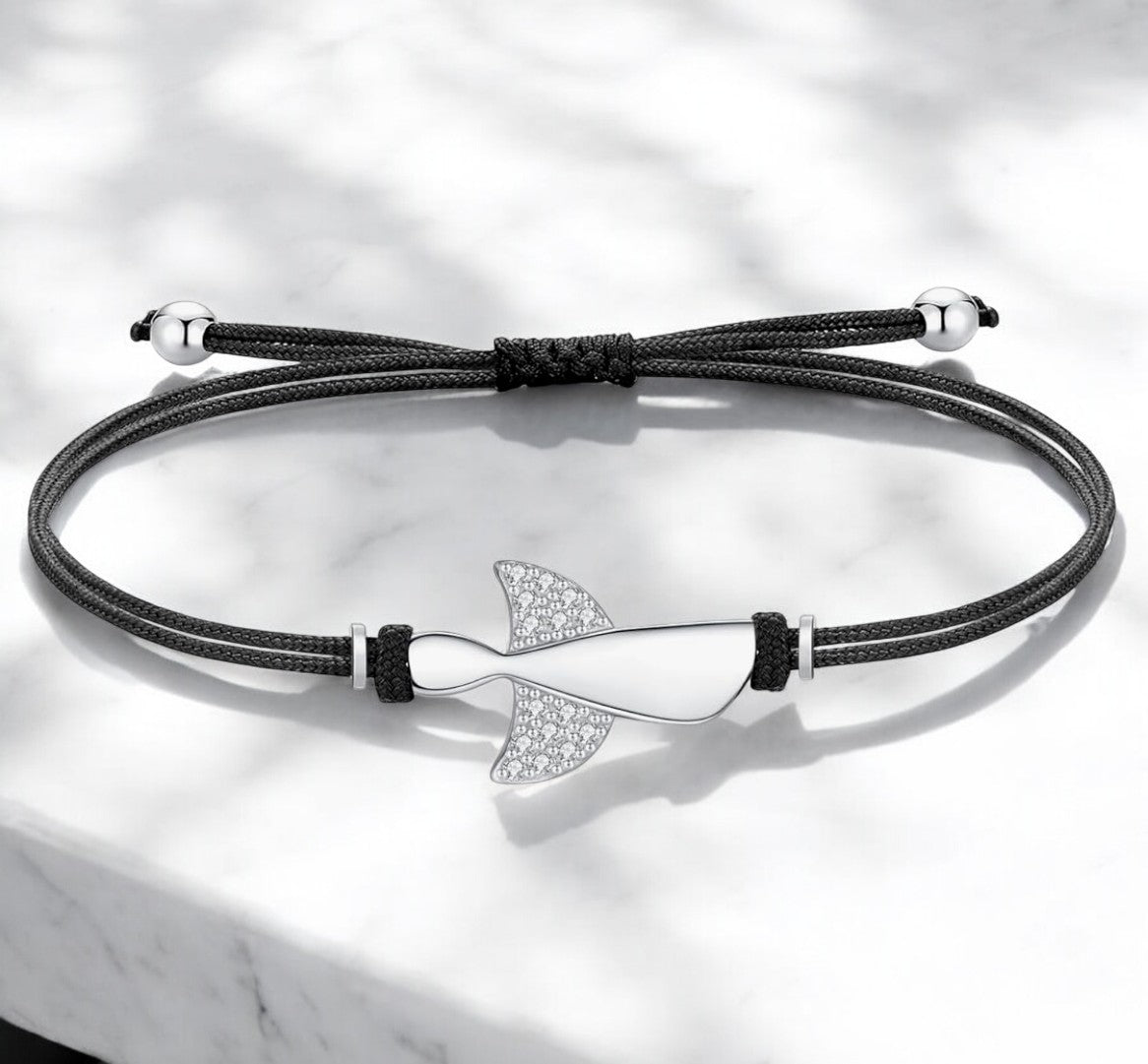 Bracelet "ANGEL" cordon adaptable ange argenté