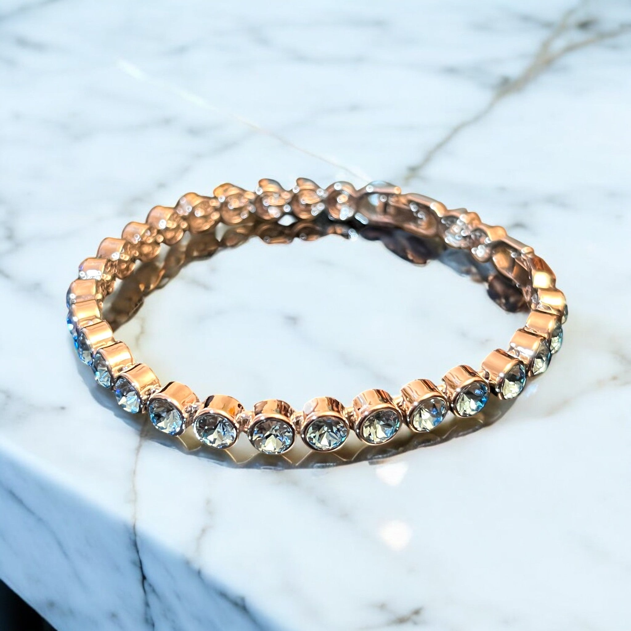 Bracelet "CRISTALIN" avec strass de cristal tchèque bleu