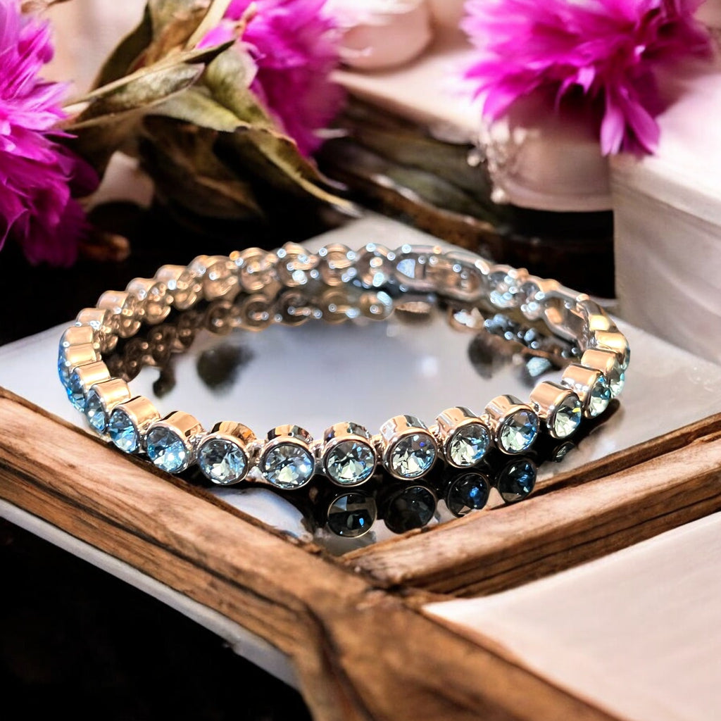 Bracelet "CRISTALIN" avec strass de cristal tchèque bleu