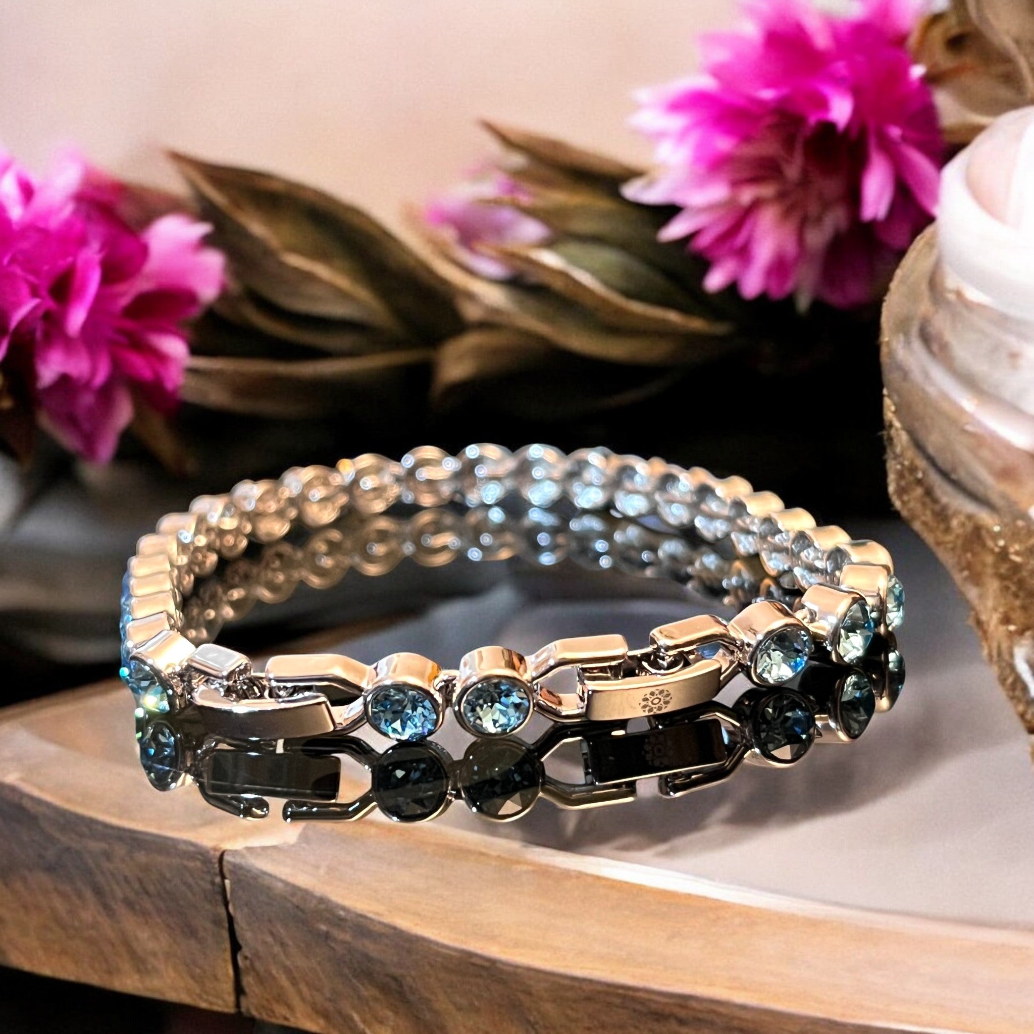 Bracelet "CRISTALIN" avec strass de cristal tchèque bleu