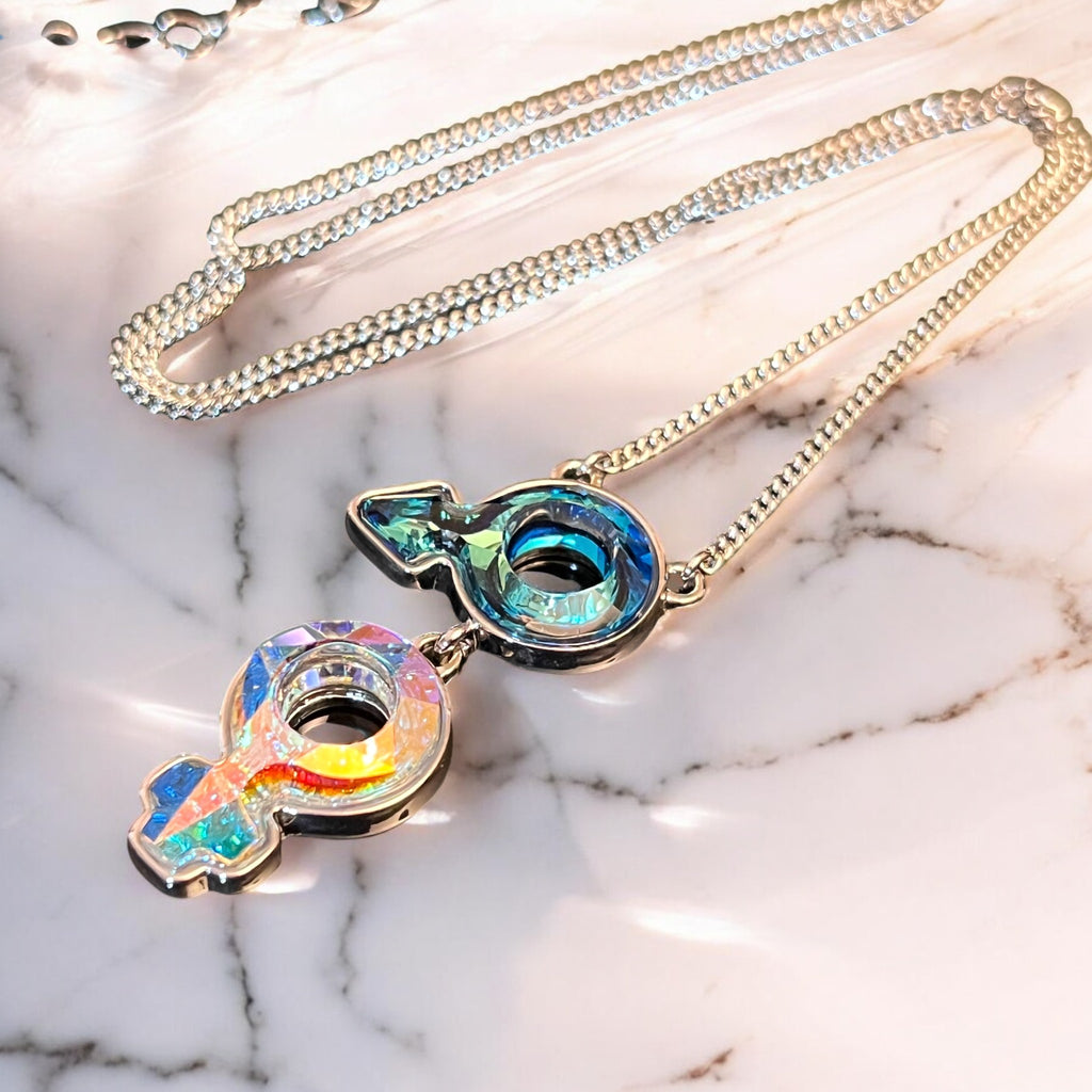 Pendentif "CRISTAL 4" argenté cristal tchèque