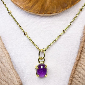 Pendentif "ADRIANA" doré or fin pierre d’ Améthyste