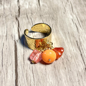 bague dorée pierre orange vue coté