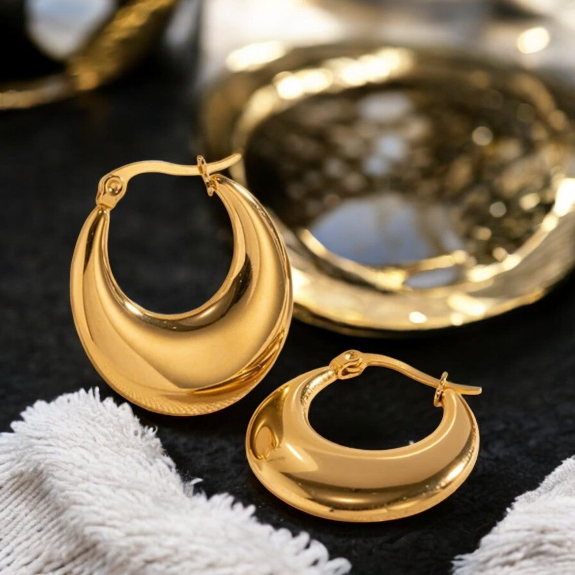 Boucles d'oreilles "STELLINE" en acier inoxydable doré