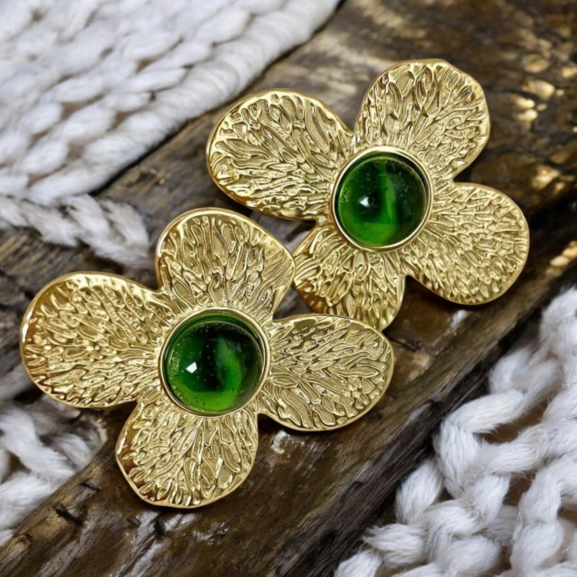Boucles d'oreilles "ELENYA" en acier inoxydable doré