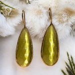 Boucles d’oreilles "NARA" dorées or fin pierre naturelle Agate vert kaki