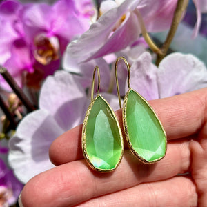 Boucles d’oreilles "FUJI" dorées or fin pierre naturelle Agate verte