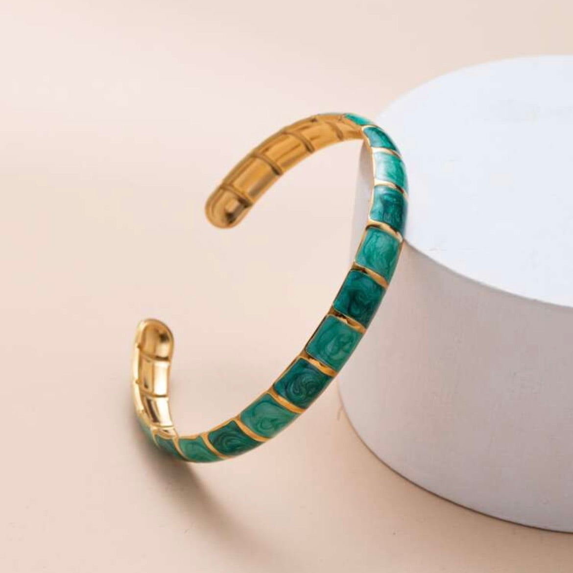 Bracelet jonc "LUMARA" acier inoxydable émaillé