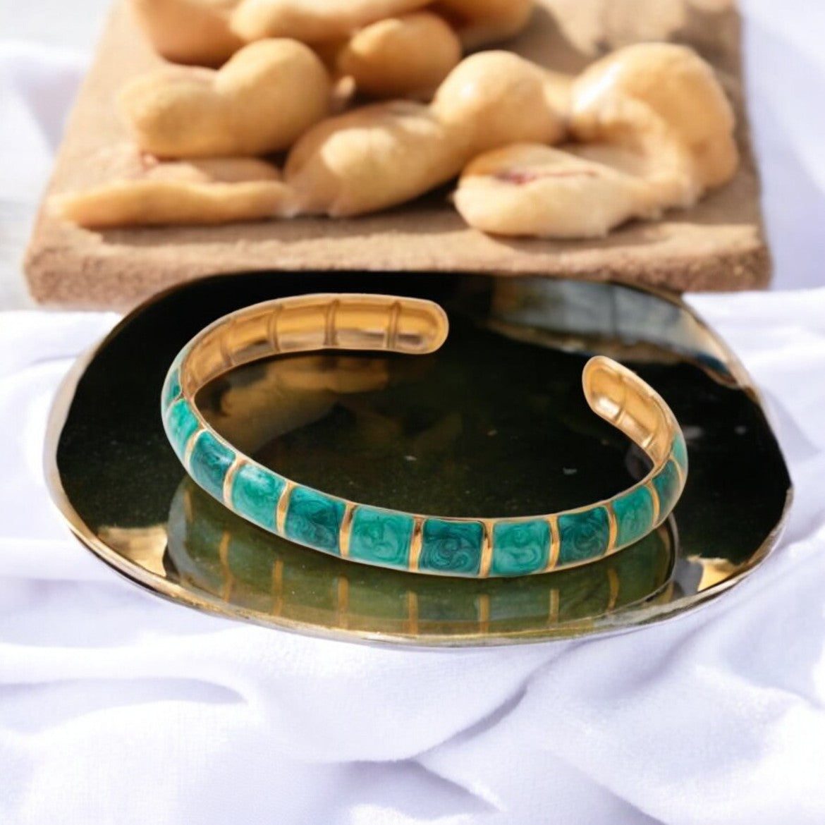 Bracelet jonc "LUMARA" acier inoxydable émaillé