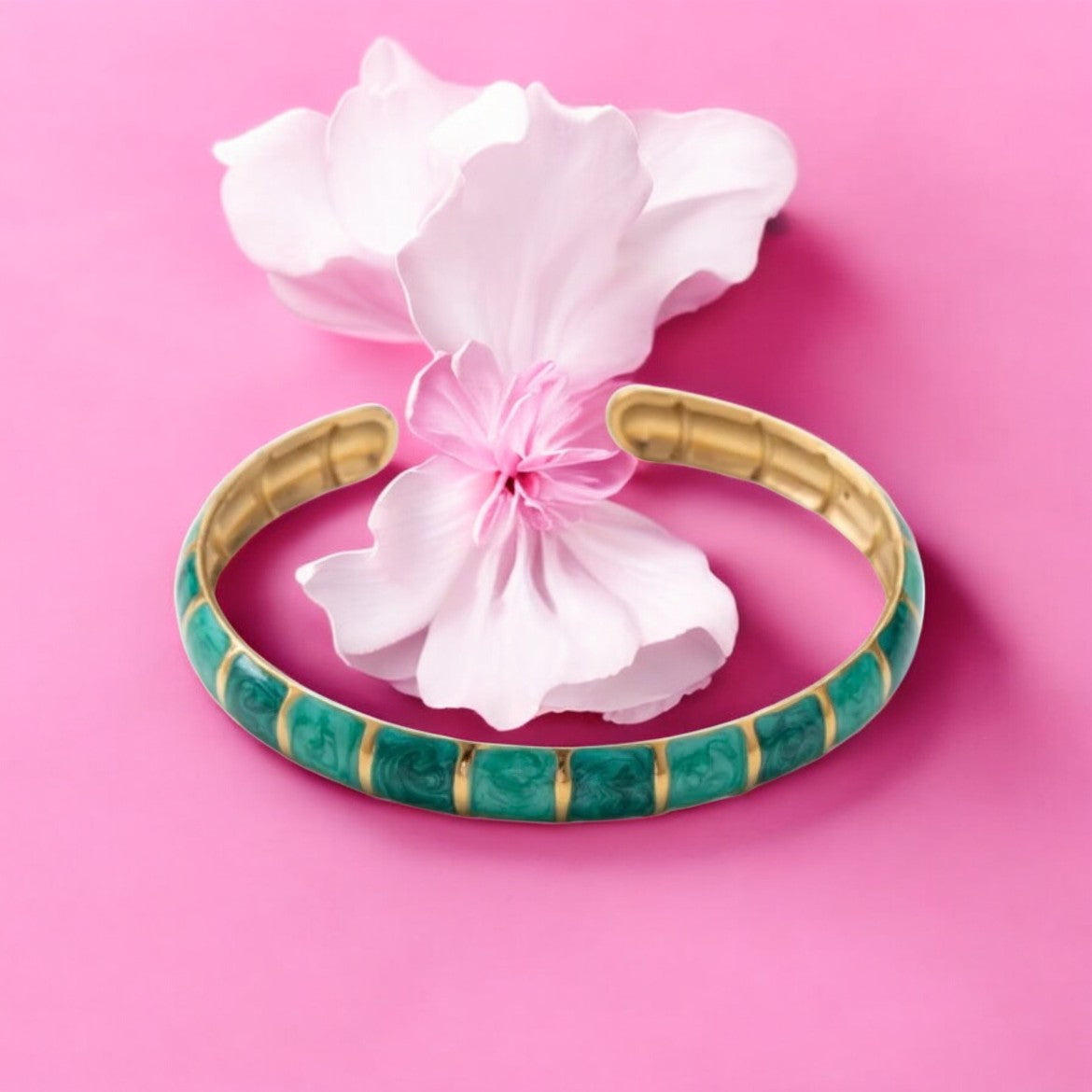 Bracelet jonc "LUMARA" acier inoxydable émaillé