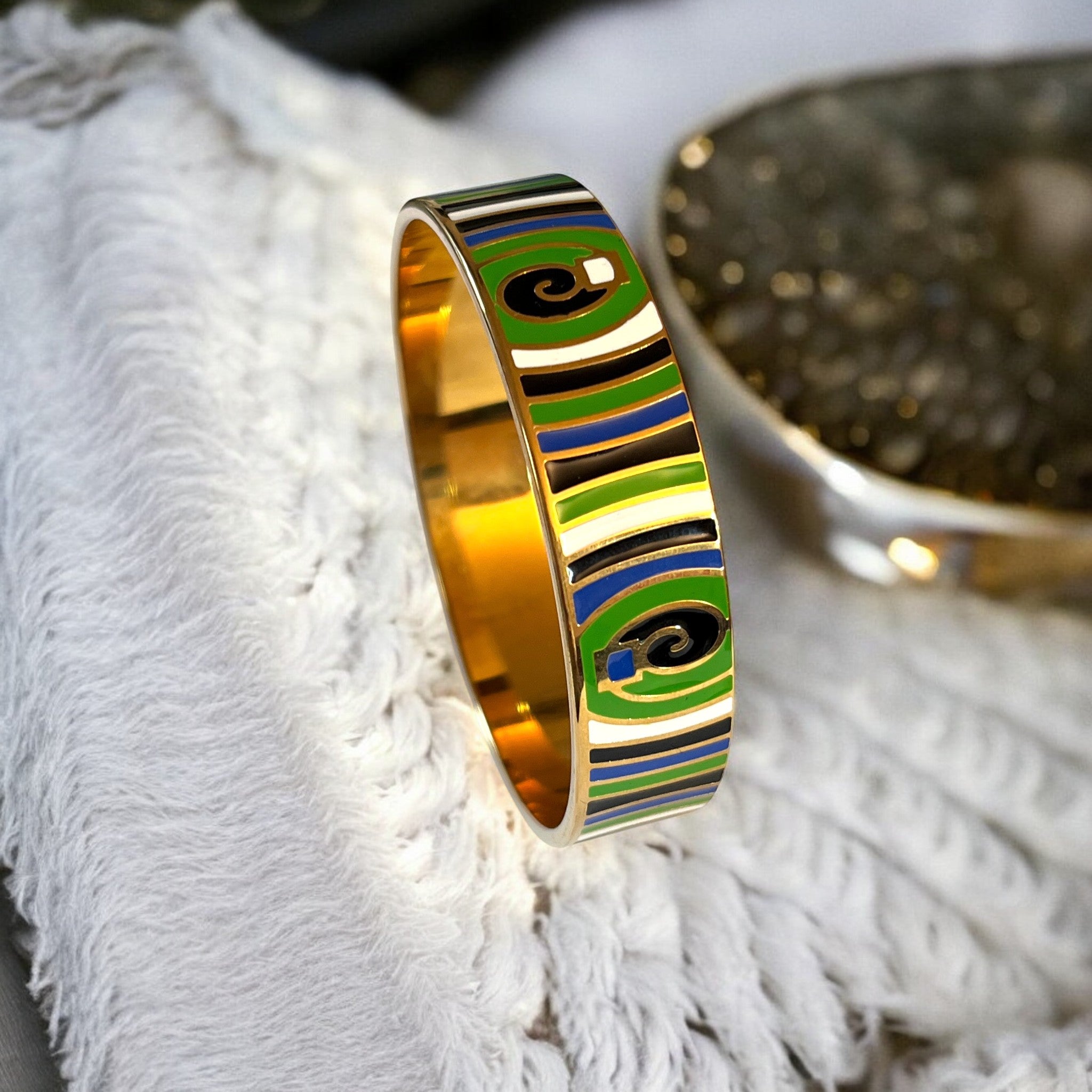 Bracelet jonc "MYRION" acier inoxydable émaillé