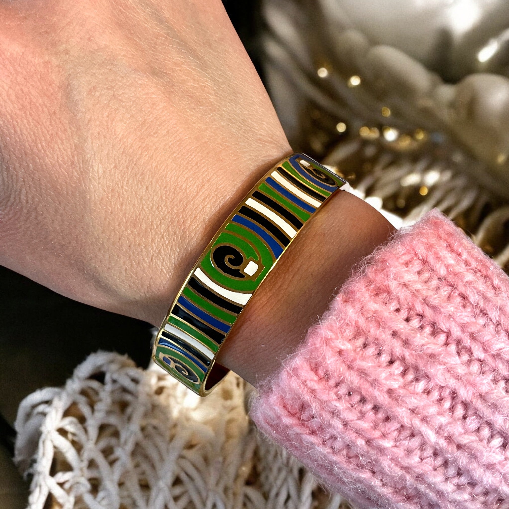 Bracelet jonc "MYRION" acier inoxydable émaillé