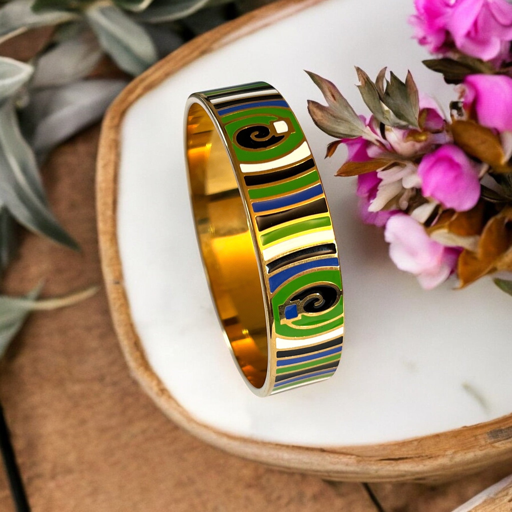 Bracelet jonc "MYRION" acier inoxydable émaillé