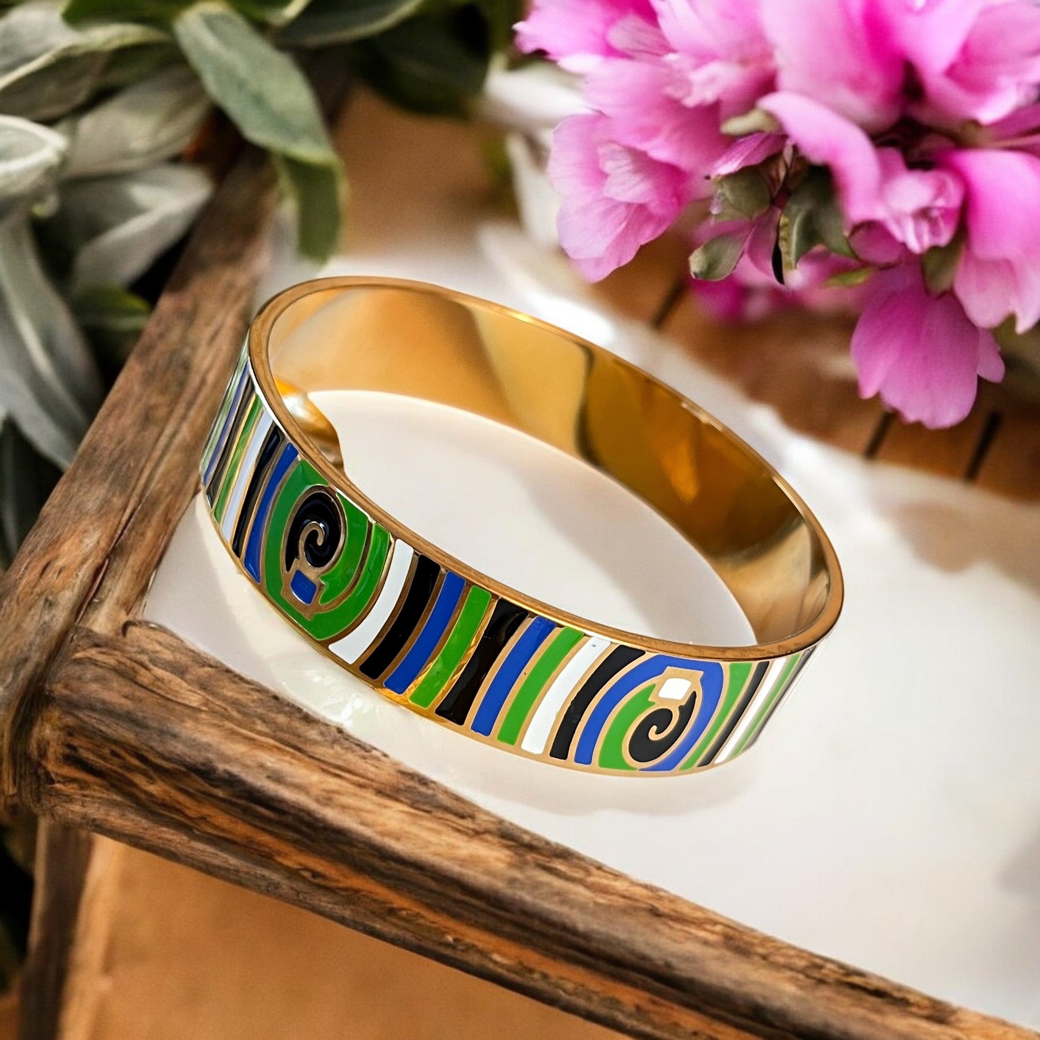 Bracelet jonc "MYRION" acier inoxydable émaillé