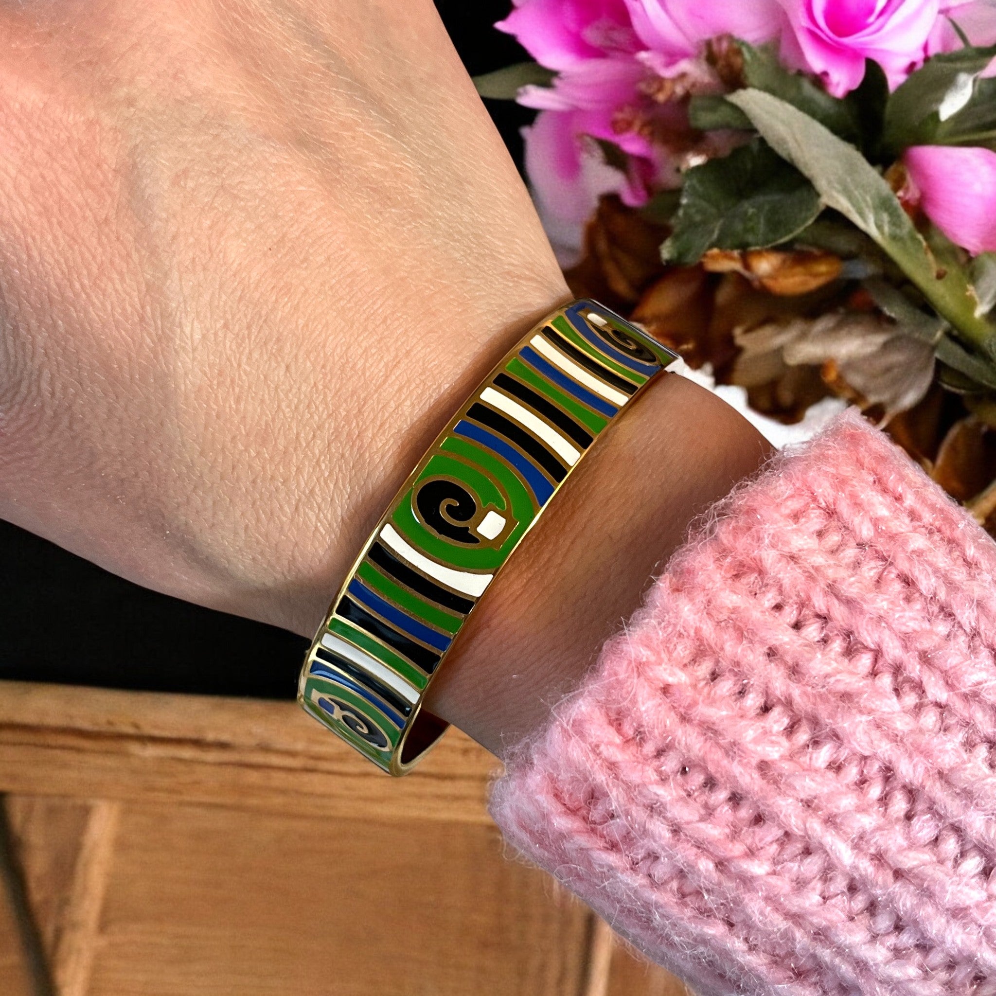 Bracelet jonc "MYRION" acier inoxydable émaillé