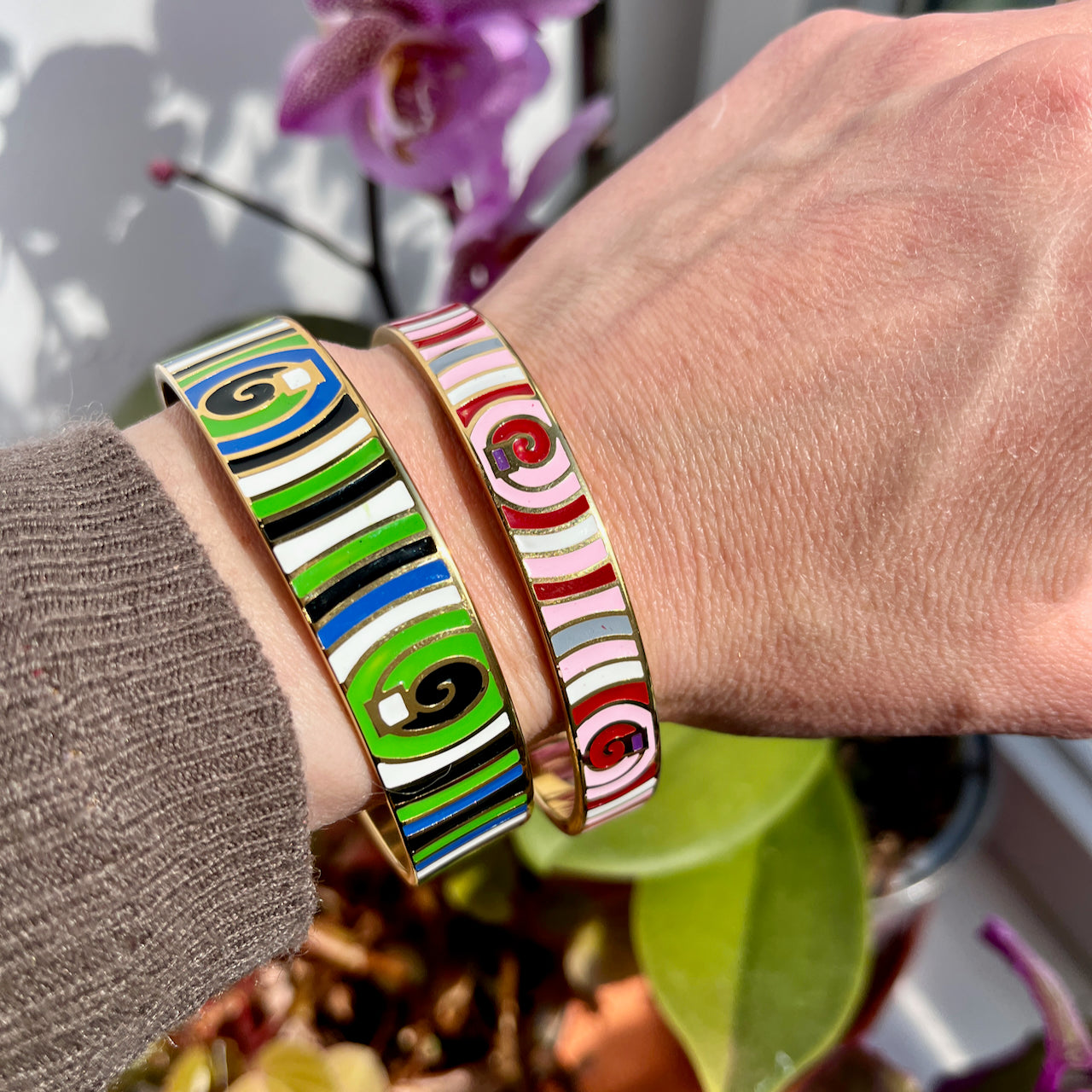 Bracelet jonc "MYRION" acier inoxydable émaillé