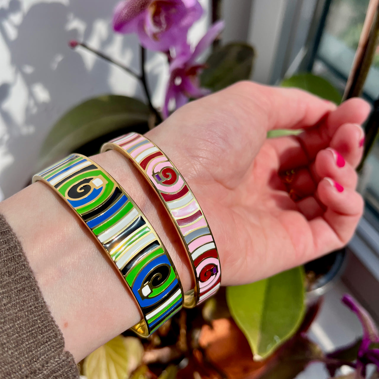 Bracelet jonc "SOLARYN" acier inoxydable émaillé