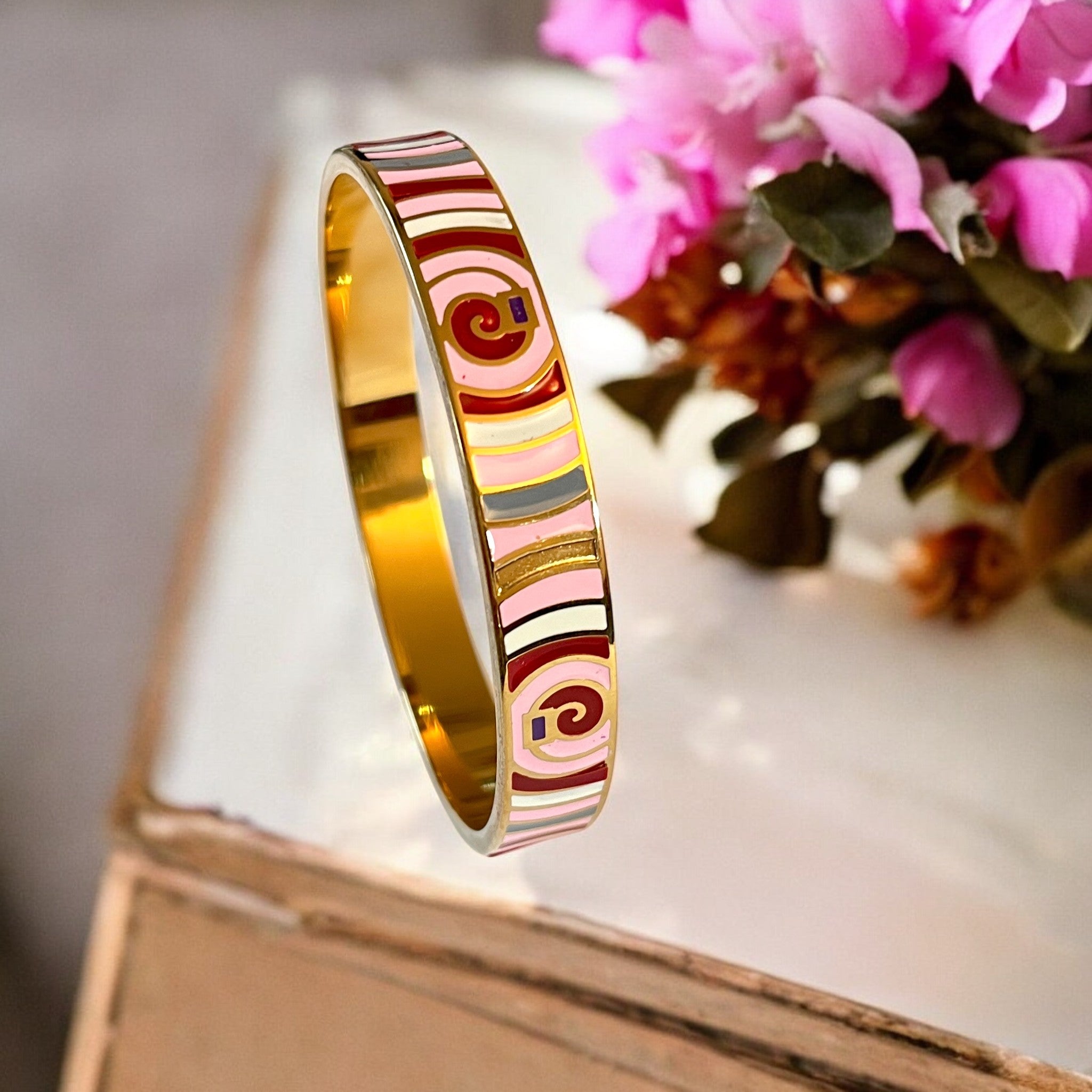 Bracelet jonc "SOLARYN" acier inoxydable émaillé