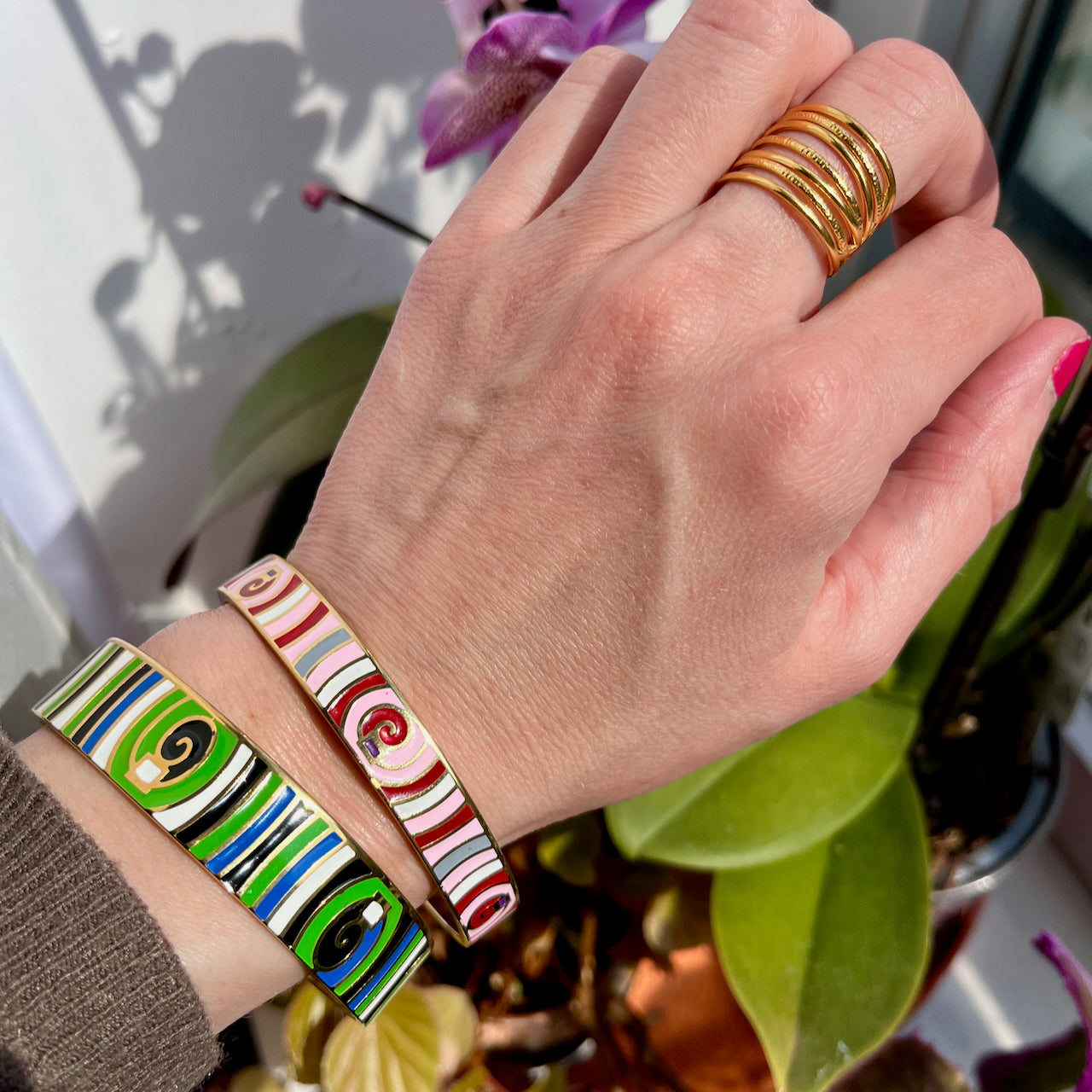 Bracelet jonc "MYRION" acier inoxydable émaillé