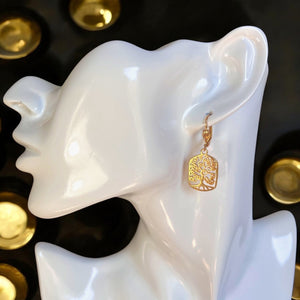 Boucles d'oreilles "ARBRE DE VIE" dorées or fin