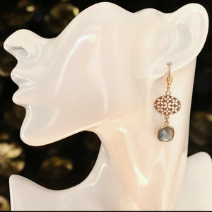 Boucles d’oreilles "SKYLAR" dorées or fin Labradorite