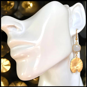 Boucles d’oreilles "DALLAS" dorées or fin Pierre de Lune
