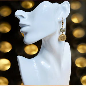 Boucles d’oreilles "NOVA" dorées or fin Labradorite