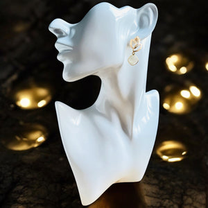 Boucles d’oreilles "PHOENIX" dorées or fin Pierre de Lune