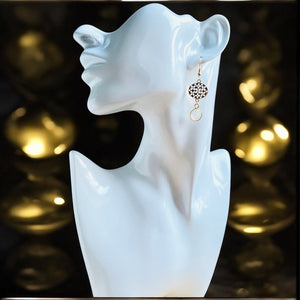 Boucles d’oreilles "MADELINE" dorées or fin en Pierre de lune