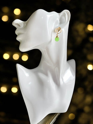 Boucles d’oreilles "LILY" dorées or fin Calcédoine Verte