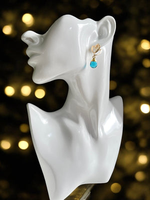Boucles d’oreilles "NASHVILLE" dorées or fin Quartz bleu