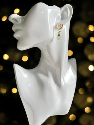 Boucles d’oreilles "LYSANDRA" dorées or fin Aigue - Marine
