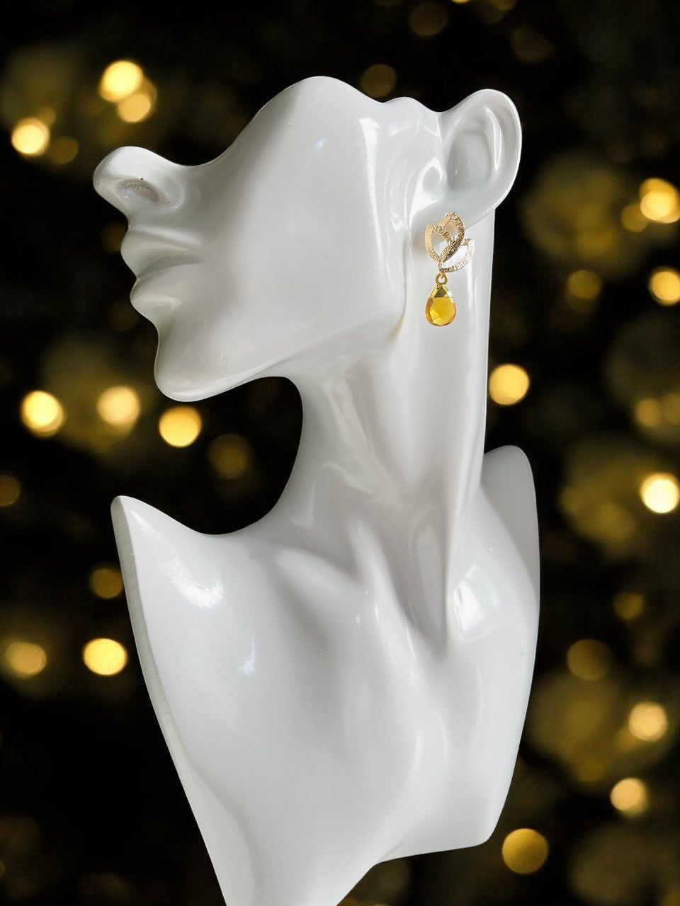 Boucles d’oreilles "ZOEY" dorées or fin de Citrine