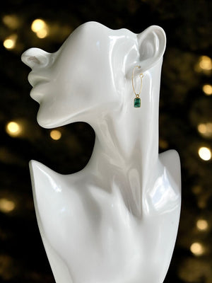 Boucles d'oreilles "EMERALDA" malachite dorées or fin