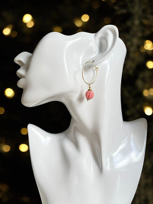 Boucles d'oreilles "ADALINA" perles africaines roses dorées or fin