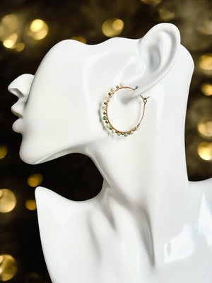 Boucles d'oreilles "EVELYNE" en acier inoxydable et amazonite
