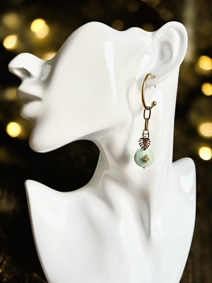 Boucles d'oreilles "BÉATRICE" acier inoxydable et amazonite