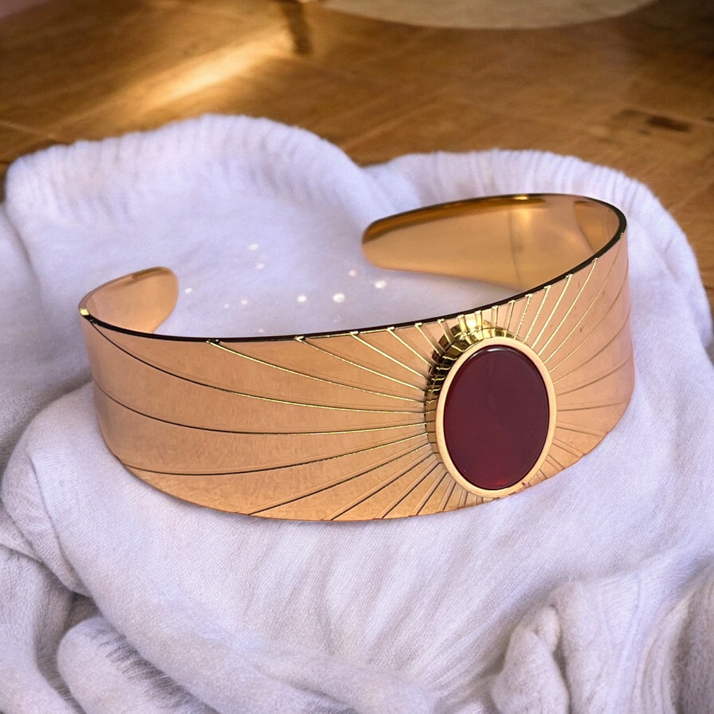 Bracelet "ZORA" acier adaptable avec Cornaline