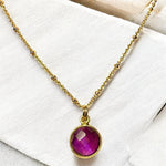 Pendentif "LINDA" doré or fin en Améthyste