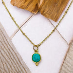 Pendentif "LORRAINE" doré or fin pierre Turquoise