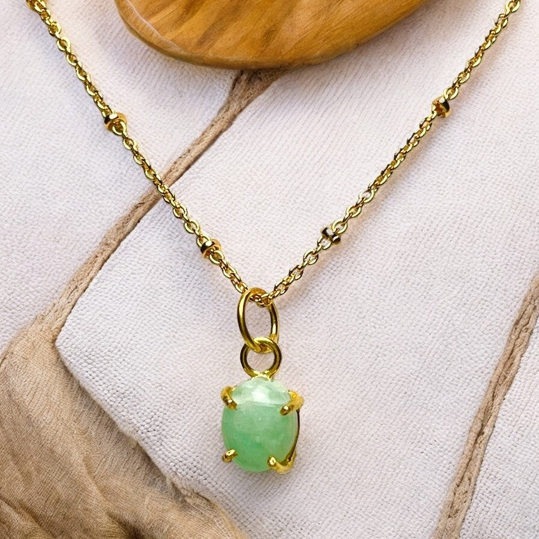 Pendentif "RAQUEL" doré or fin pierre d’ Amazonite