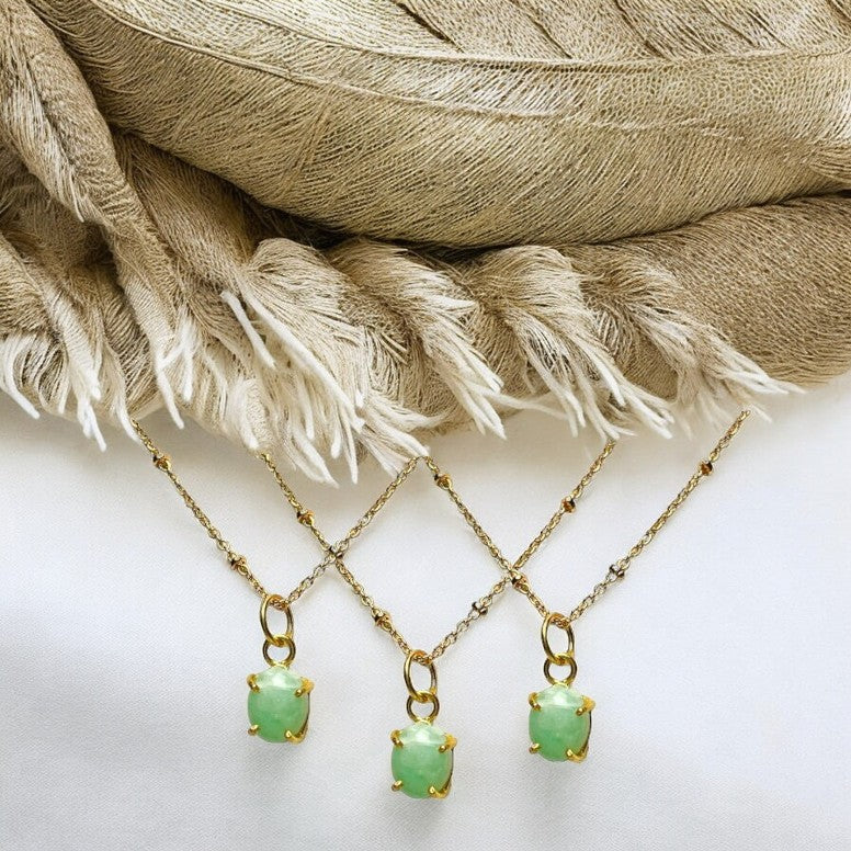 Pendentif "RAQUEL" doré or fin pierre d’ Amazonite