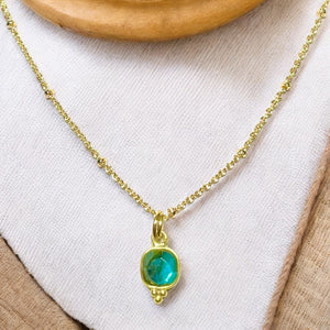 Pendentif "TAYLOR" doré or fin pierre Labradorite