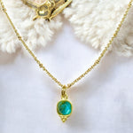 Pendentif "TAYLOR" doré or fin pierre Labradorite