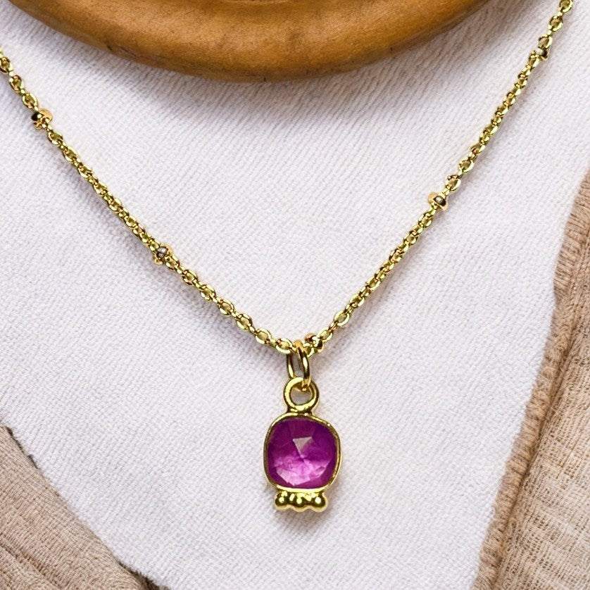 Pendentif "LORENA" doré or fin pierre d’ Améthyste