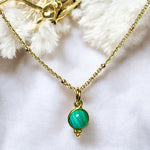 Pendentif "ROSA" doré or fin pierre de Malachite