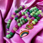 Collier "PURPLE GREEN" - Sugilite - Jaspe- Quartz rose - Agate - doré or fin