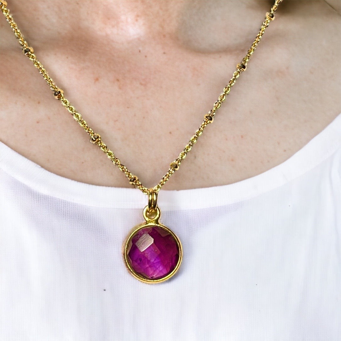 Pendentif "LINDA" doré or fin en Améthyste