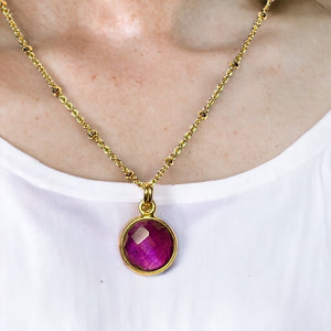 Pendentif "LINDA" doré or fin en Améthyste